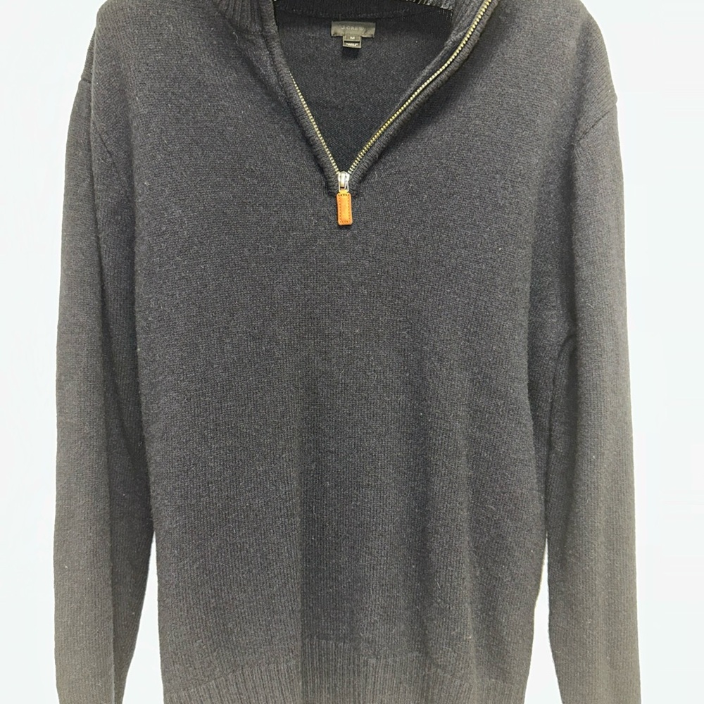 J. Crew Men's Lambswool Navy Quarter Zip Sweater M